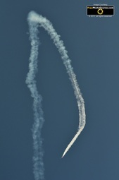 Picture of a jet at an air show, giant smoke trail. © 2011, FreePhotoCourse.com, all rights reserved.  Free high-res desktop wallpapers and pictures. 